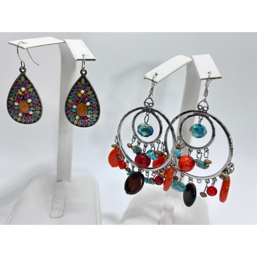Earring Lot Unbranded Women OS Multicolor Good Boho Teardrop Chandelier Bead
